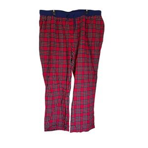 Mens LL Bean Plaid Pajama Pants Red Blue Flannel Sleepwear‎ Bottoms XXXL SHORT